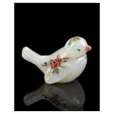 Fenton Iridescent White Opal Bird Figurine