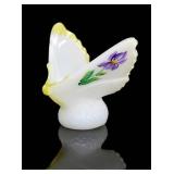 Fenton Custard Satin Glass Butterfly Ringï¿½Holder