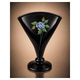 Fenton Ebony Black Hydrangea Fan Vase