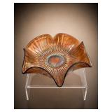 Antique Fenton Stippled Rays Carnival Glass Bowl