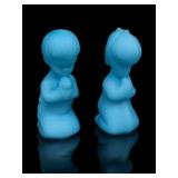 Fenton Light Blue Satin Praying Children Pair