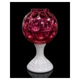 Fenton Cranberry Coin Dot Ivy Ball Vase