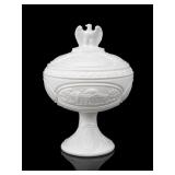 Fenton White Satin Bicentennial Jefferson Compote