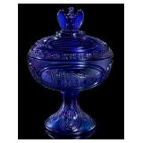 Fenton Blue Carnival Glass Bicentennial Comp?ote
