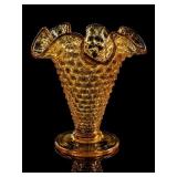 Fenton Amber Hobnail Trumpet Vase, 4-Inch