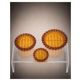 Fenton Glass Colonial Amber Hobnail Ashtray Set