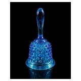Fenton Blue Hobnail Glass Hand Bell