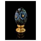 Fenton Black Amethyst Hand-Painted Egg Figurine