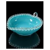 Fenton Glass Aqua Crest Nappy Bowl