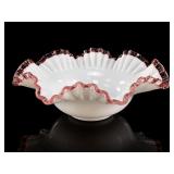 Fenton Rose Crest Double-Crimped Glass Bowl