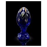 Fenton Cobalt Blue Hand-Painted Glass Egg