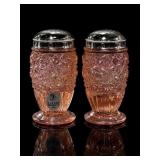 Fenton Rose Pink Carnival Daisy Button S&P Shakers