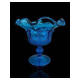 Stelvia Glass Blue Compote Bowl by Wayne Hust