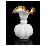 Fenton Gold Crest Double Crimped Melon Vase