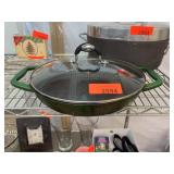Green Enamel Cast Iron Skillet With Lid