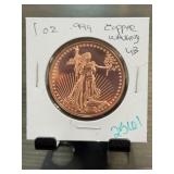 1 oz .999 Fine Copper Walking Liberty Round