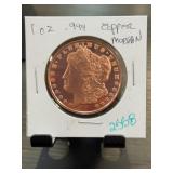 1 oz .999 Fine Copper Morgan Round