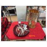 Red Glass Plates, Gold Vase, Red Placemats