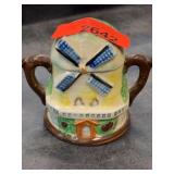 Hand-Painted Ceramic Windmill Sugar Bowl, JAP