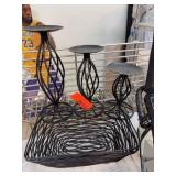 Black Metal 3-Tier Candle Holder Stand