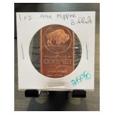 1 oz .999 Fine Copper Buffalo Bar