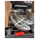 Cole Haan Silver Quilted Mary Jane Flats, 7.5