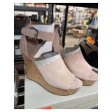Marc Fisher Light Pink Suede Wedge Sandals 7.5