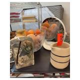 Tabletop Decor Lot: Bowl, Jug, Mirror