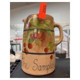 Hand-Painted Stoneware Pitcher w Strawberries