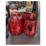 4 Red Mercury Glass Votives