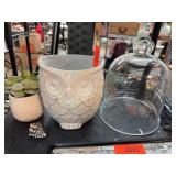 Decorative Ceramic Owl Planter With Glass Topper