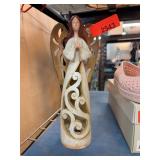 Carved Angel Figurine with Cutout Design
