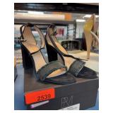 Pelle Moda Black Suede Linen Sandals 7.5