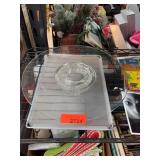 Pressed Glass Cake Stand with Etched Detail