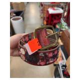 Lucky Brand Embroidered Leather Belt, Medium
