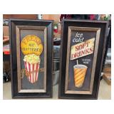 Framed Popcorn and Soft Drinks Wall Art Set