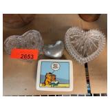 Garfield Trinket Box and Heart Dishes Set