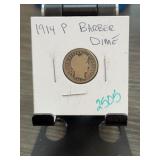 1914-P Barber Dime US Silver Coin