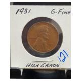 1931 Lincoln Wheat Cent High Grade
