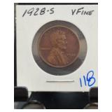 1928-S Lincoln Wheat Cent, Very Fine