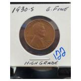 1930-S Lincoln Wheat Cent, E. Fine