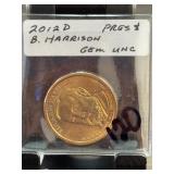 2012-D Benjamin Harrison $1 Coin, PRGS 8, Gem