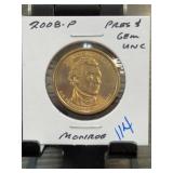 2008-P James Monroe $1 GEM Uncirculated