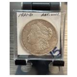 1921-D Morgan Silver Dollar Abt. UNC