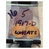 1917-D Wheat Pennies, Lot of 5