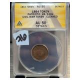 1864 Civil War Token AU 50 ANACS