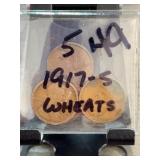 1917-S Lincoln Wheat Cent Group of Five