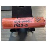 Original Bank Roll 1962-D Lincoln Cents