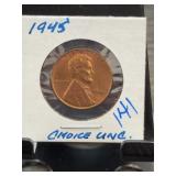 1945 Lincoln Wheat Cent Choice UNC