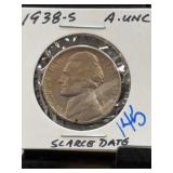 1938-S Jefferson Nickel AU-UNC Scarce Date